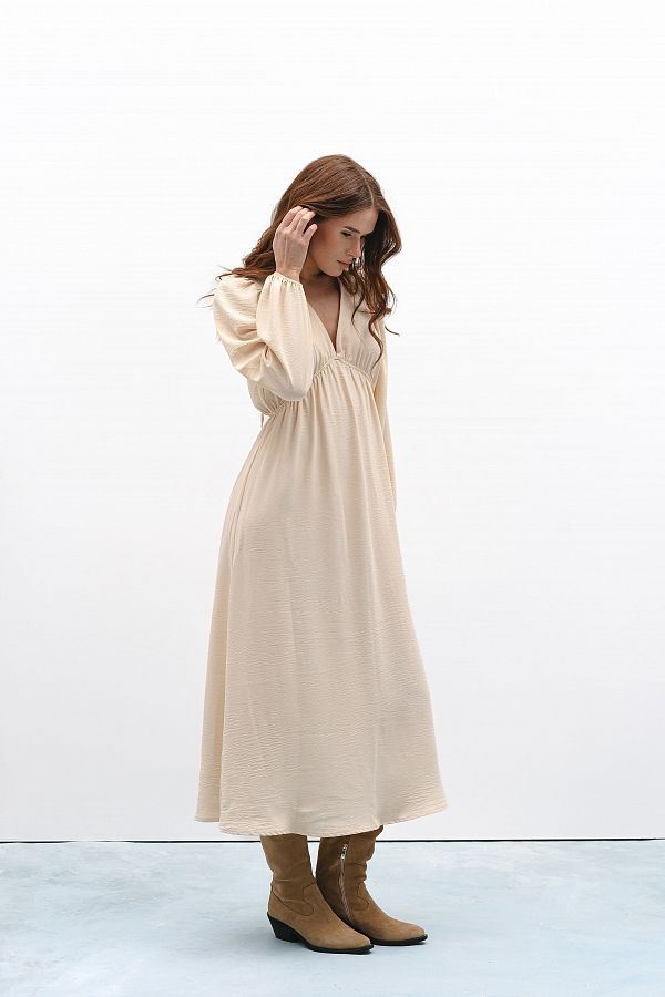 Сукня максі з відкритою спиною бежева МБПЛ003/1 № 3