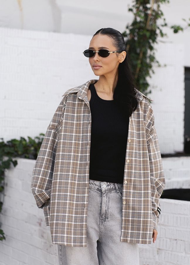 Сорочка в клітинку коричнева  ПН07/09 #RU# Рубашка в клетку коричневая ПН07/09 № 1