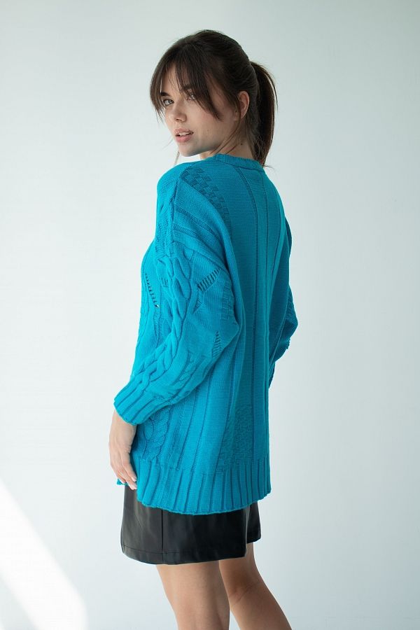 Светр косичка бірюзовий QS-TK210087 #RU# Свитер косичка голубой QS-TK210087 № 4