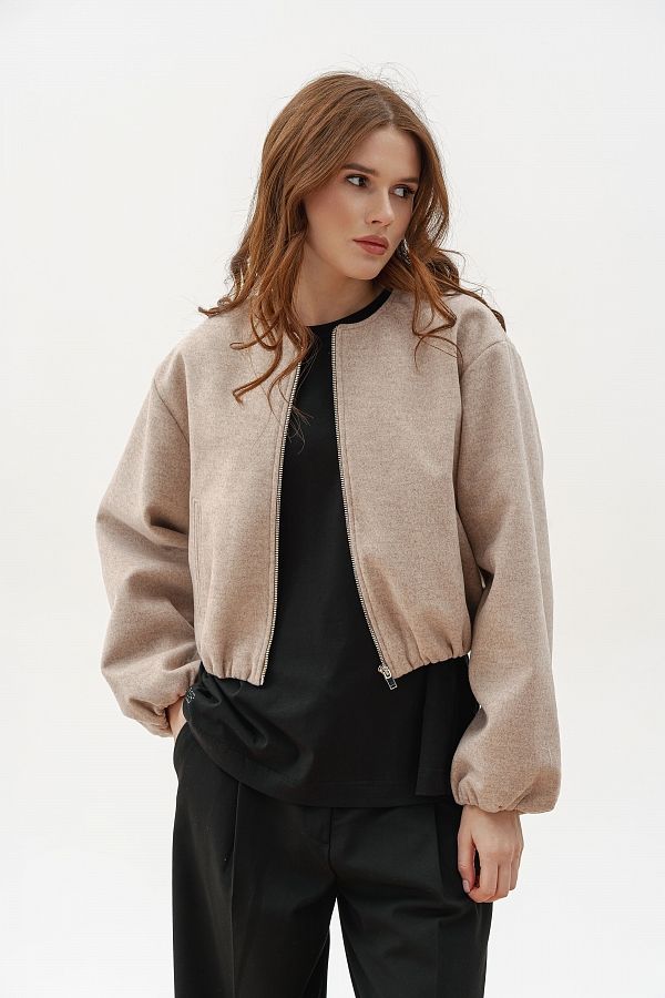 Бомбер на замку бежевий НФ-00000722/3 #RU# Бомбер бежевый на замке НФ-00000722/3 № 2