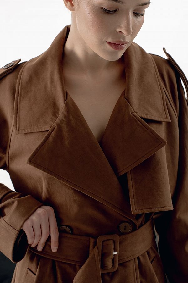 Тренч максі замшевий коричневий PREMT/02 № 1