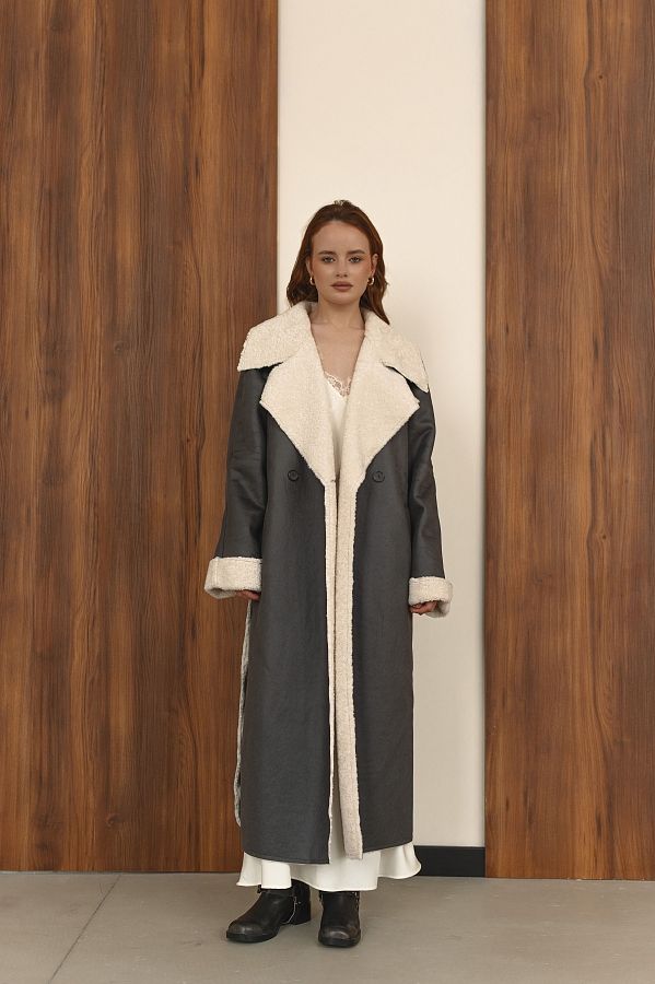 Дублянка максі сіра з білим коміром GR02/5 № 1