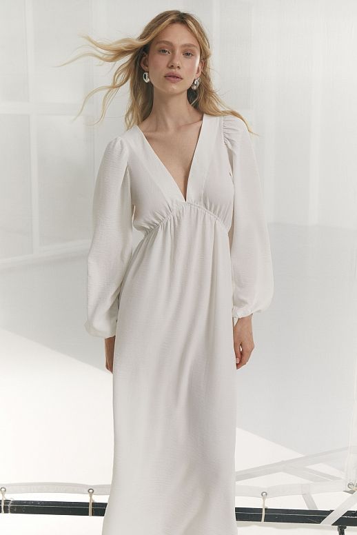 Сукня максі з відкритою спиною молочна - №2