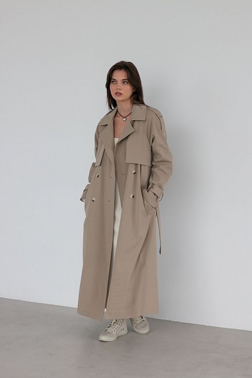 Тренч котон на підкладці капучіновий - №2