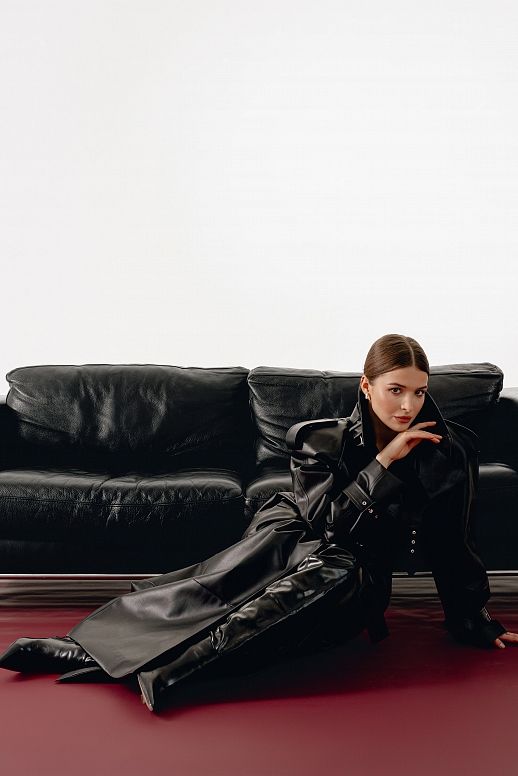 Тренч максі чорний