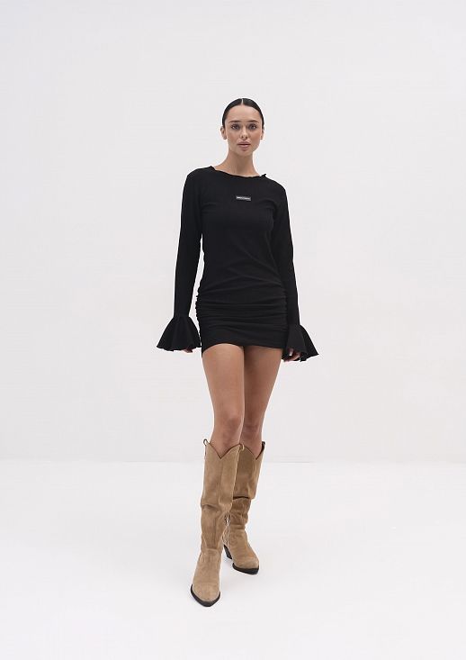 Сукня міні приталена жатка чорна