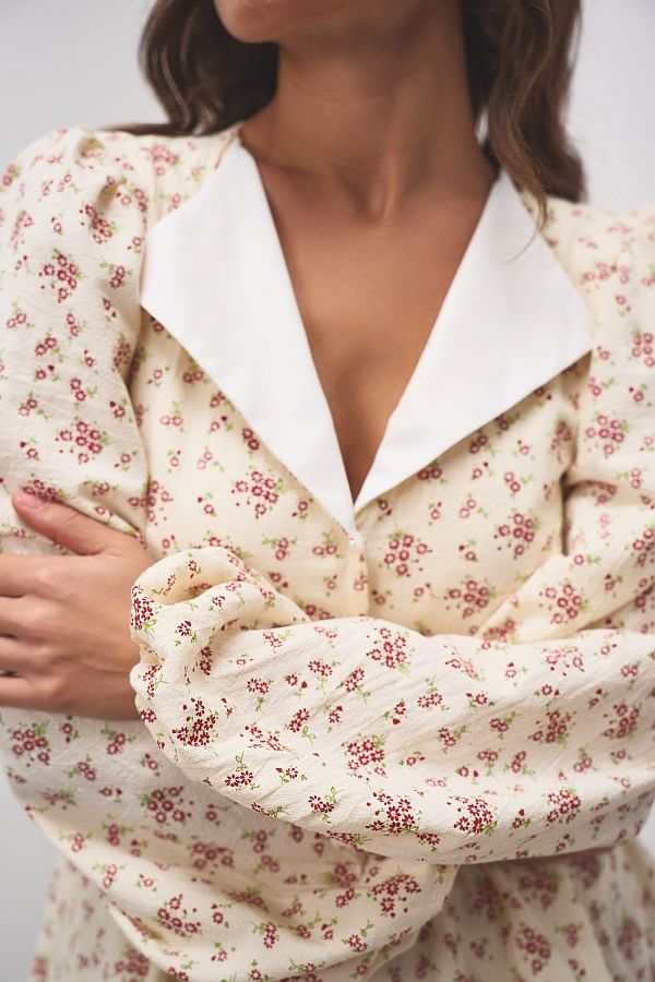 Сукня з білим комірцем кремова в квіти МБПЛ 14.08 № 4