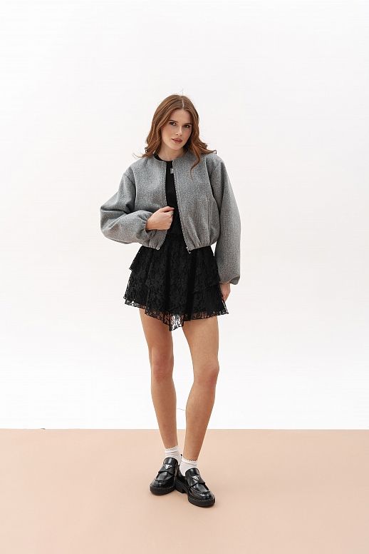 Бомбер на замку сірий - №2