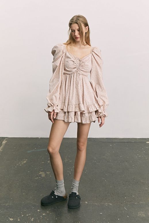 Сукня з софту подвійна спідниця бежева