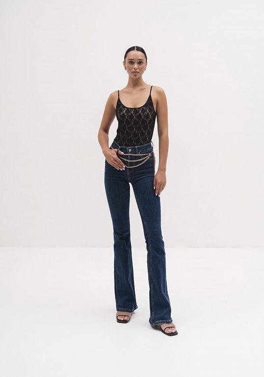 Майка мереживна на бретелях чорна