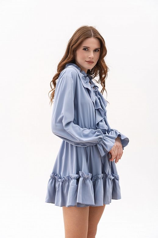 Сукня міні з воланами блакитна 2