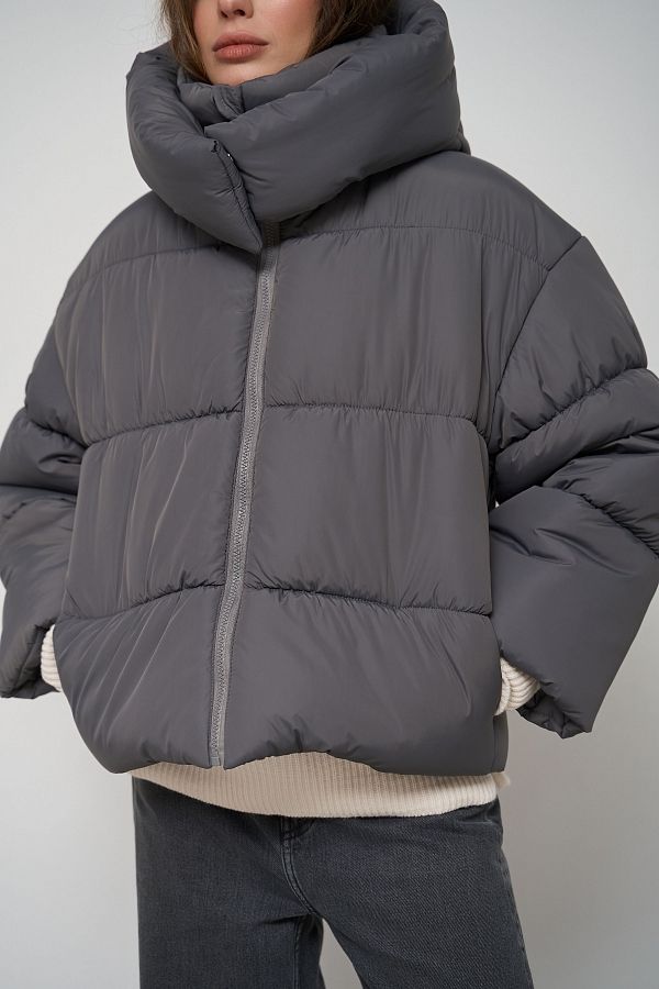 Куртка вкорочена на замку графітова KR0110/4 #RU# Куртка укороченная на замке графитовая KR0110/4 № 4