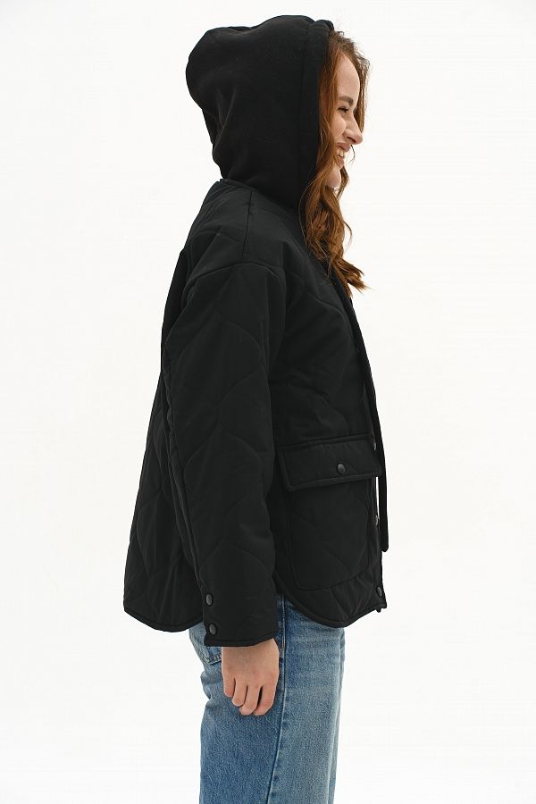 Куртка з трикотажним капюшоном чорна KTR01KAP/1 #RU# Куртка с трикотажным капюшоном черная KTR01KAP/1 № 4