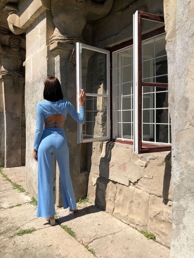 Костюм топ з брюками палаццо блакитний Н0921/2 #RU# Костюм топ з брюками палаццо голубой Н0921/2 № 2