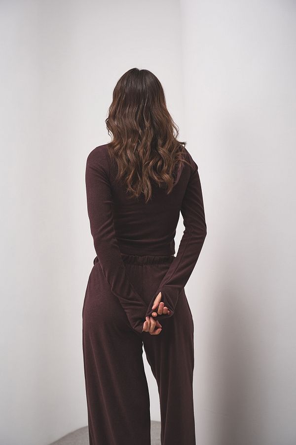 Костюм приталений із замком коричневий KOSPR/4 #RU# Костюм приталенный с замком коричневый KOSPR/4 № 5