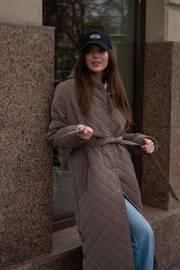 Куртка подовжена з капюшоном на кнопках  капучіно К0922/2 #RU# Куртка удлиненная с капюшоном на кнопках капучино. К0922/2 № 4