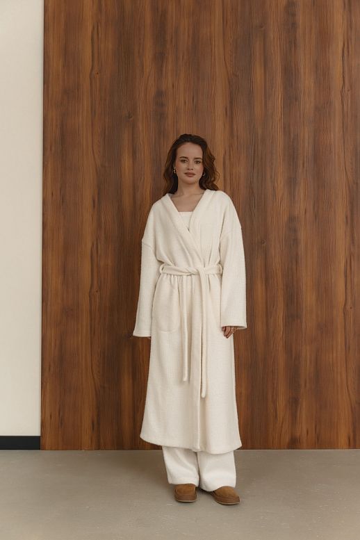 Кардиган альпака під пояс молочний