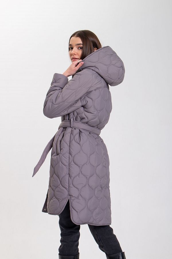 Куртка стьобана з капюшоном сіра МБПТ002/2 #RU# Куртка стеганная с капюшоном серая МБПТ002/2 № 3