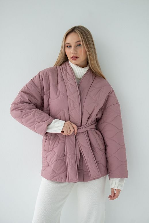 Куртка-кімоно стьобана пудрова