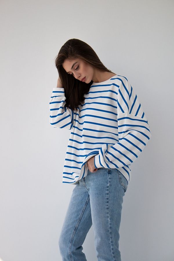 Світшот у смужку синій CR-80950/1 #RU# Свитшоты CR-80950/1 № 3