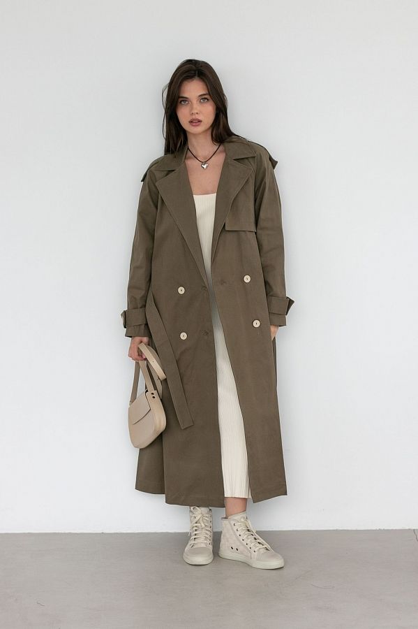 Тренч котоновий хакі С0221  МБ001 #RU# Тренч котоновый хаки С0221  МБ001 № 3