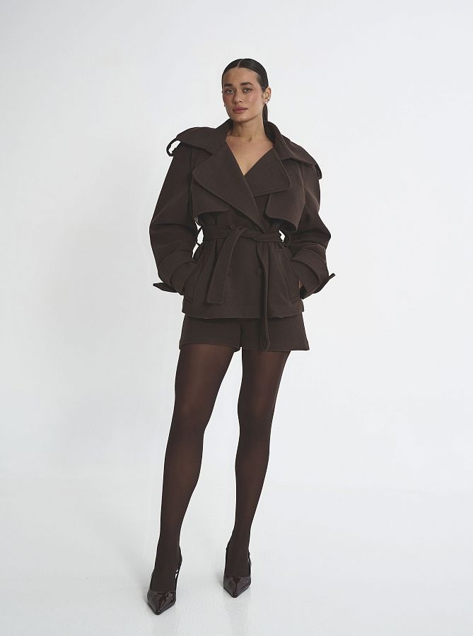 Піджак під пояс коричневий PJ-PAS/1 #RU# Пиджак под пояс коричневый PJ-PAS/1 № 3