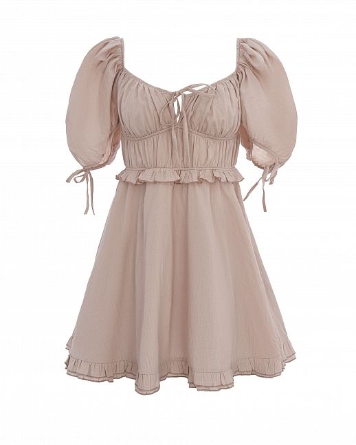 Сукня з рюшами бежева
