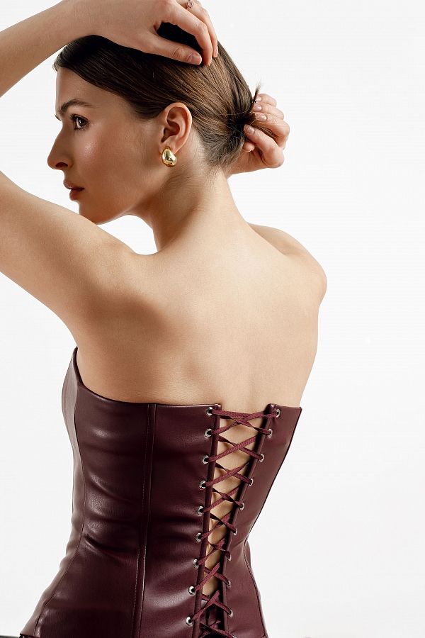 Корсет на шнурівці бордовий КБ01/1 № 1