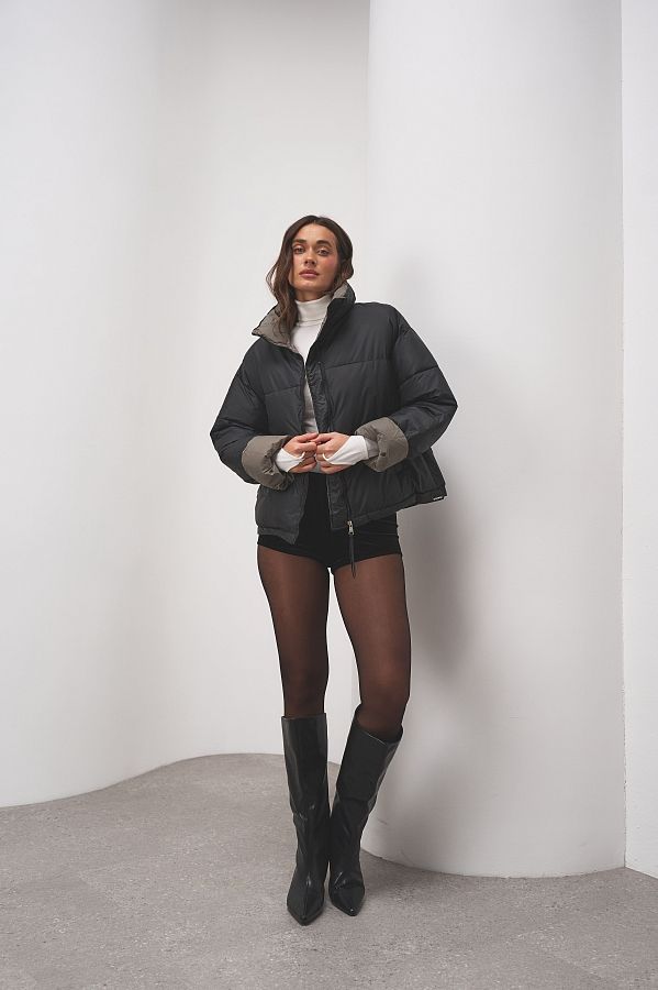 Пуховик короткий на замку чорний  #RU# Пуховик короткий на замке черный  № 3