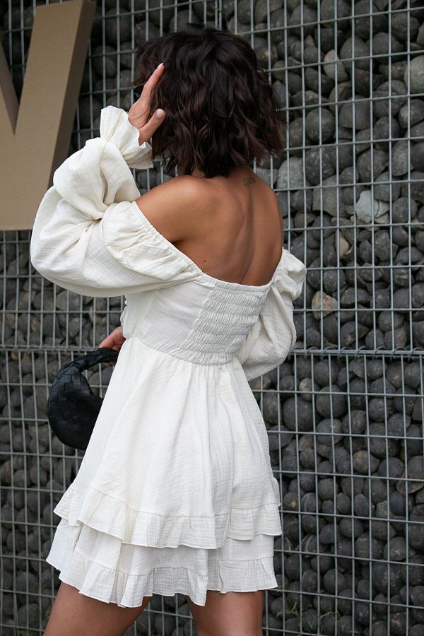 Сукня міні муслінова з рюшами молочна D0923f7230741-e3a0-11ed-815c-525400e94498 № 5