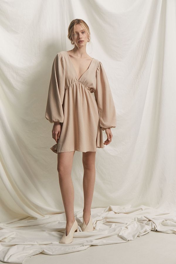 Сукня міні з відкритою спиною бежева VID1124/2 № 2