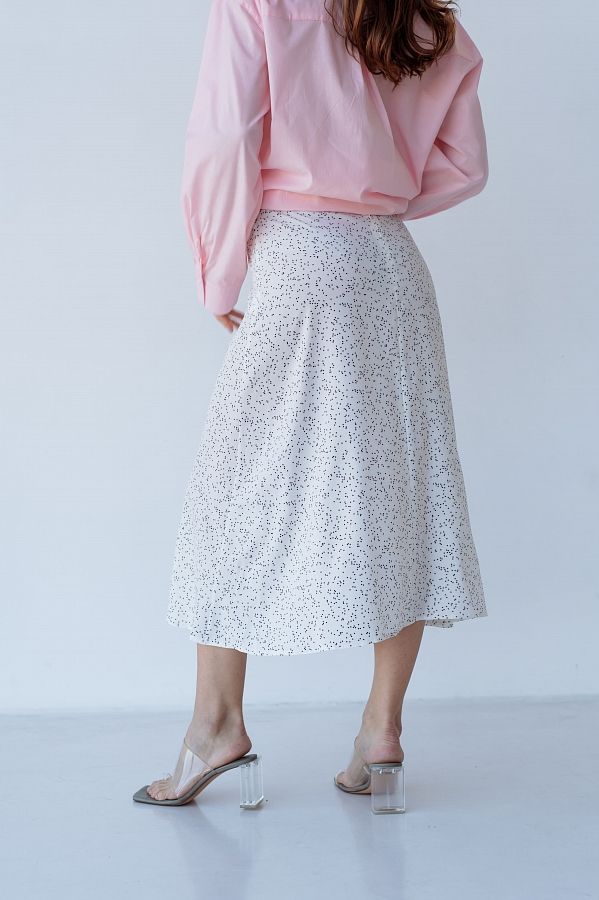 Спідниця міді з роспіркою біла в горох СП001/7 #RU# Юбка миди с роспоркой белая в горох. СП001/7 № 3