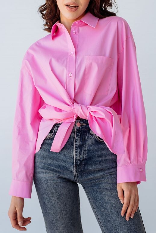 Сорочка котонова класична яскраво-рожева