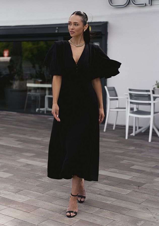 Сукня міді з трьома гудзиками чорна ЧТ10/1 № 2