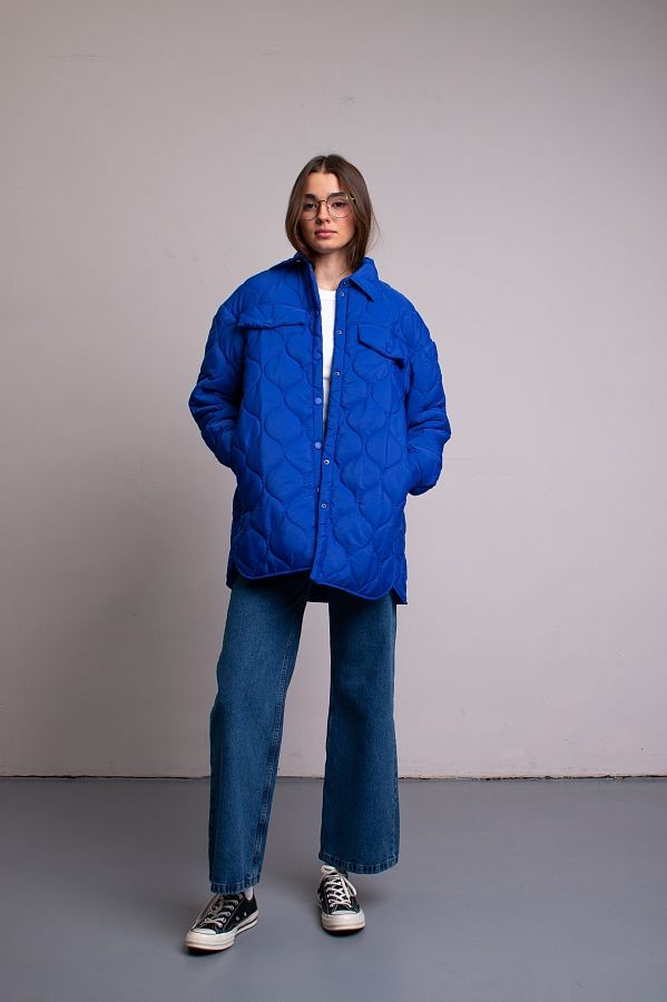 Куртка-сорочка на кнопках утеплена синя МБПЩ003/4 #RU# Куртка-рубашка на кнопках утепленная синяя МБПЩ003/4 № 3