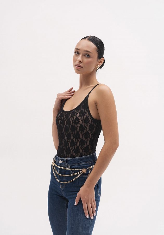Майка мереживна на бретелях чорна ММ/01 #RU# Майка кружевная на бретелях черная ММ/01 № 2