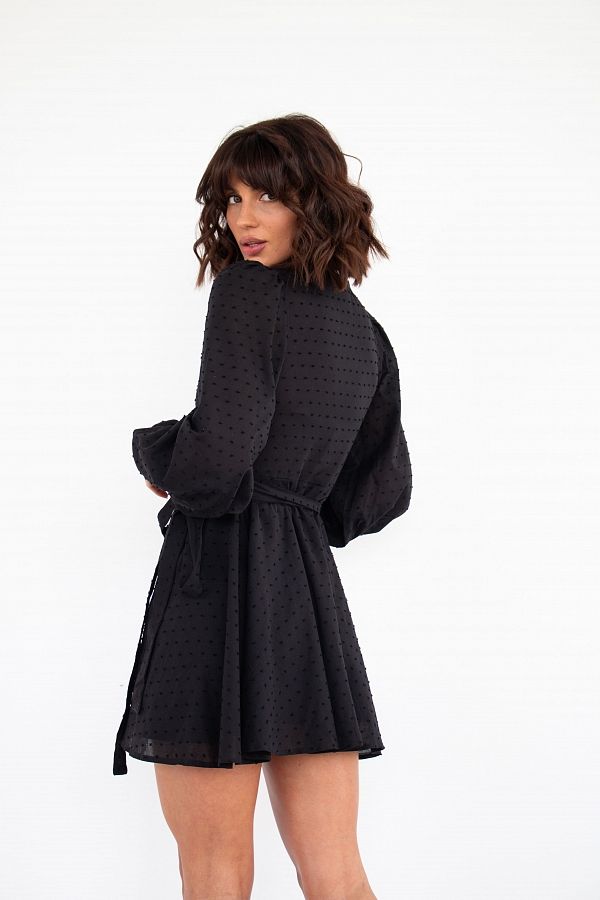 Сукня на запах з подвійною спідницею чорна D0823/5 № 7