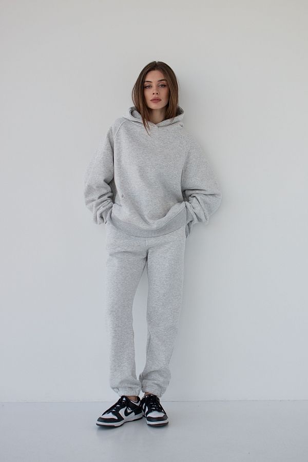 Костюм спортивний утеплений на флісі худі+джогери cірий Н0126/4 #RU# Костюм спортивный утепленный на флисе худи+джогеры серый Н0126/4 № 2