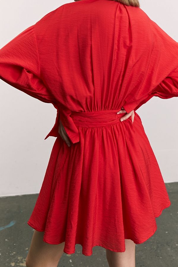 Сукня-сорочка на ґудзиках жатка червона МБПЛ005-1/1 № 4