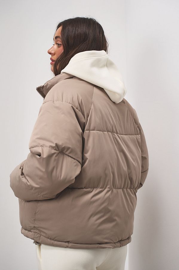Пуховик вкорочений на замку бежевий PUVK25/3 #RU# Пуховик укороченный на замке бежевый PUVK25/3 № 4