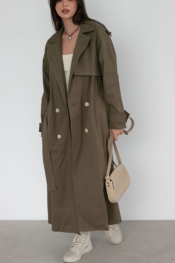 Тренч котоновий хакі С0221  МБ001 #RU# Тренч котоновый хаки С0221  МБ001 № 1