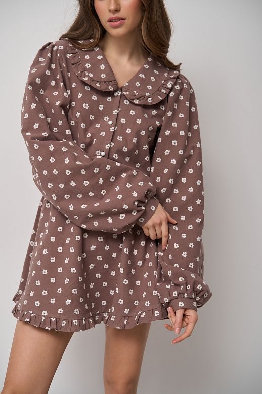 Костюм з бавовни сорочка та спідниця шоколадний - №2