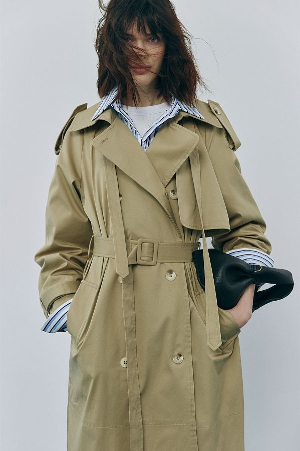 Тренч котоновий на підкладці з патами бежевий C0423 #RU# Тренч котоновый на подкладке с патами капучино C0423 № 1