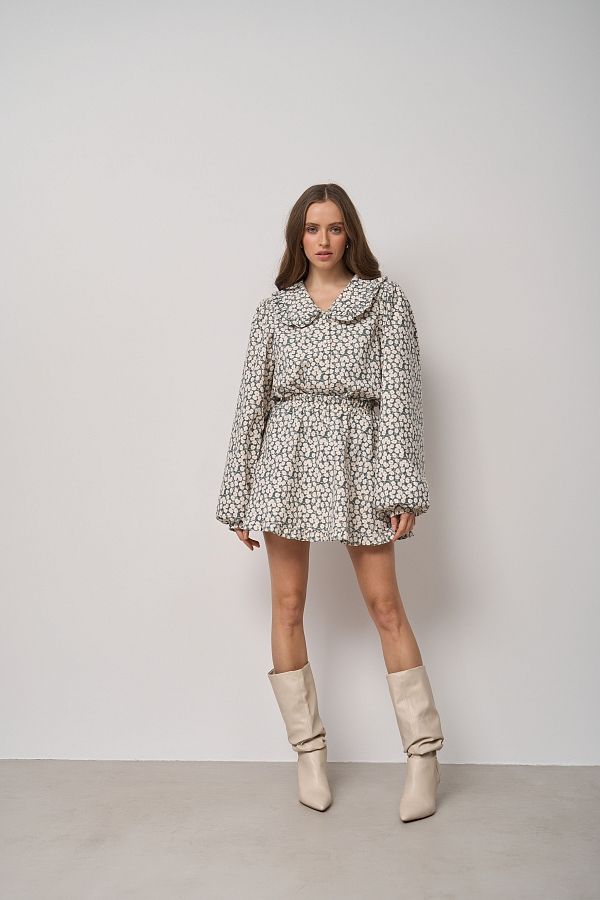 Костюм з бавовни сорочка та спідниця темно-зелений МБКТ002 № 2