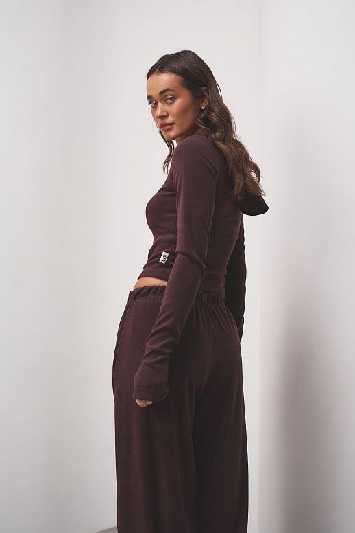 Костюм приталений із замком коричневий - №2