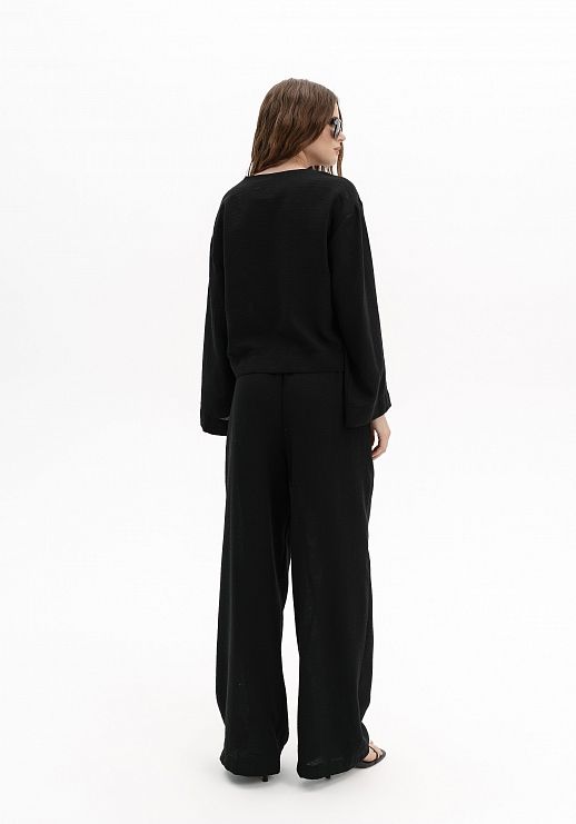 Костюм лляний на зав'язках чорний - №2