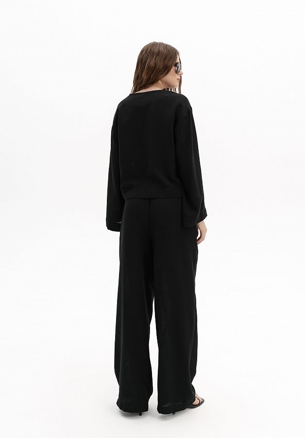 Костюм лляний на зав'язках чорний МБКТ/01 #RU# Костюм льняной на завязках черный МБКТ/01 № 2