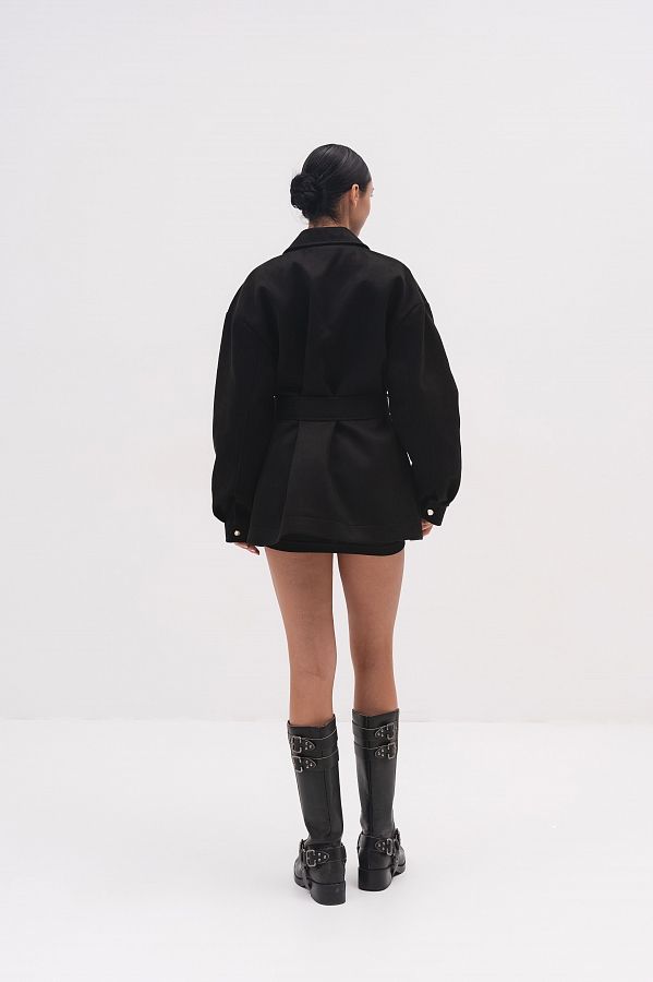 Куртка замшева з поясом (на замку) чорна KZNZ/03 #RU# Куртка замшевая с поясом (на замке) черная KZNZ/03 № 2