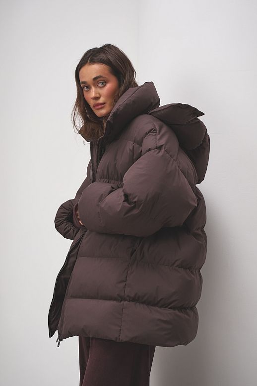 Пуховик зимовий подовжений коричневий - №2