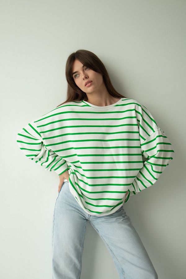 Світшот у смужку зелений CR-80950/2 #RU# Свитшоты CR-80950/2 № 3